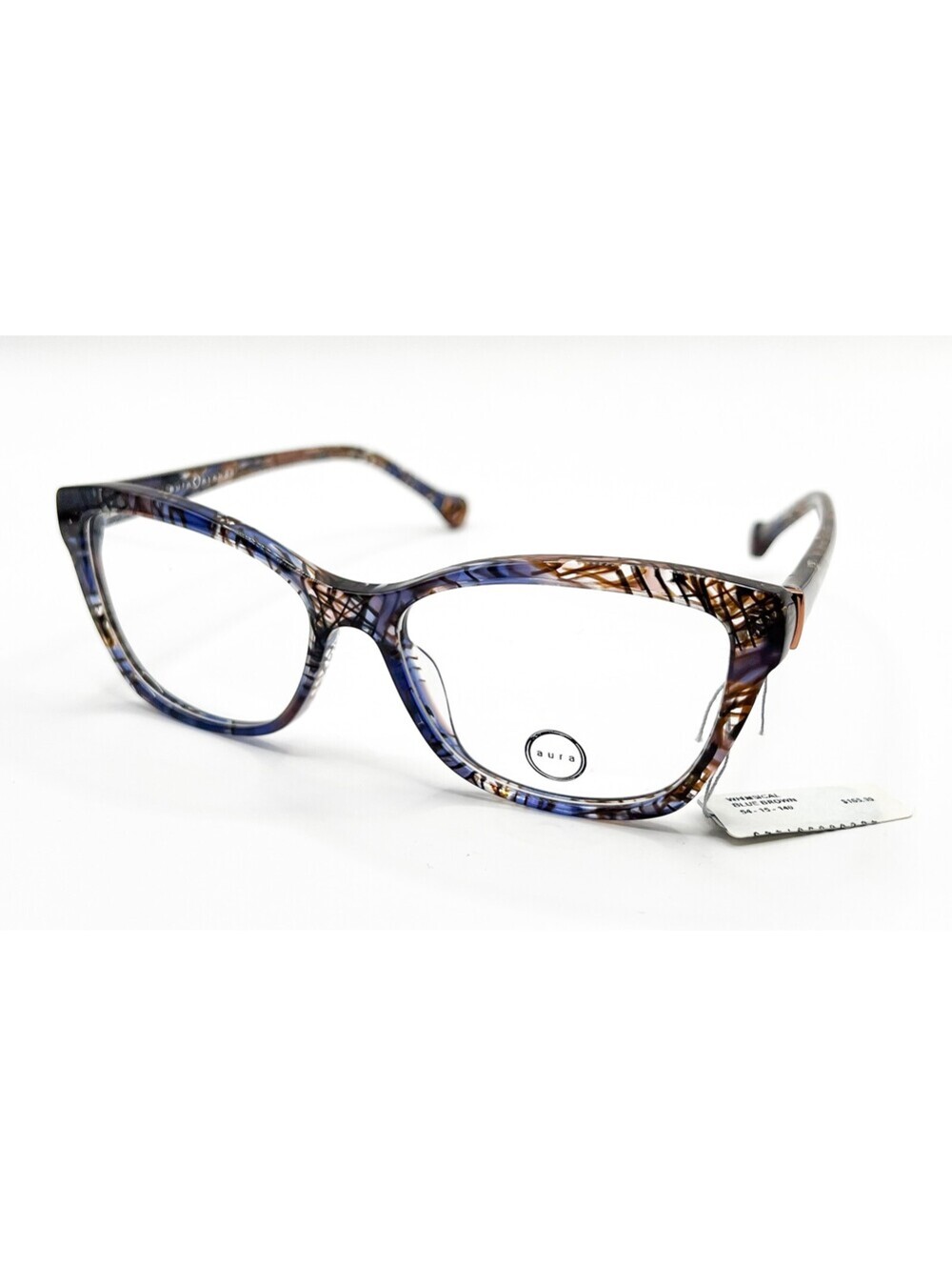 Aura Eyewear Whimsical Blue Brown Authentic Eyeglasses 54-15-140